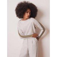 Mint Velvet Stripe Sleeve Batwing Jumper - Grey