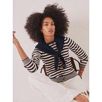 Mint Velvet Striped Scarf Detail Cardigan - Blue