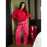 Jim Jam The Label Brushed Back Bow Pyjama Set - Red