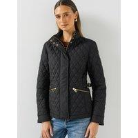 Belstaff Womens Maya Quilted Stand Collar Zip Jacket - Black