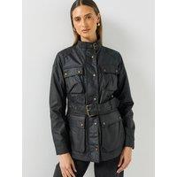 Belstaff Womens Trialmaster Buckle Neck Belted Utility Jacket - Black