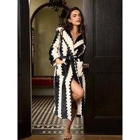 Jim Jam The Label Stripe Mono Dressing Gown - Black