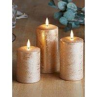 Lights4Fun Truglow Copper Led Autumn Candle Trio
