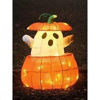 Lights4Fun Animated Ghost In A Pumpkin Light Up Halloween Decoration