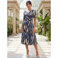 Roman Abstract Print Wrap Midi Dress