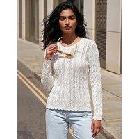 Roman Scallop Trim Cable Knit Jumper
