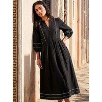 Roman Ric Rac Collared Midi Dress