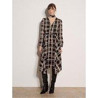 Apricot Womens Paintbrush Check Button Through Tie Waist Dress - Black