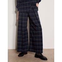 Apricot Womens Window Check Wide Leg Trousers - Navy