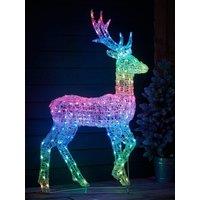 Lights4Fun Colour Changing Led Acrylic 120Cm Stag With Remote Control