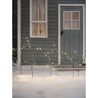 Lights4Fun Set Of 3 Black Metal Star Stake Lights