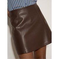 Apricot Womens Faux Leather Mini A-Line Skirt - Brown
