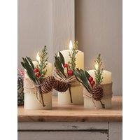 Lights4Fun Set Of 3 Foliage Wrapped Truglow Pillar Candles