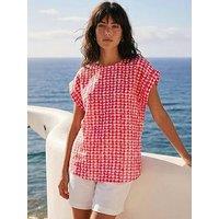 Roman Spotted Dot Print Shell Top