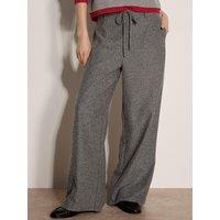 Apricot Womens Tie Waist Wide Leg Tweed Trousers - Grey