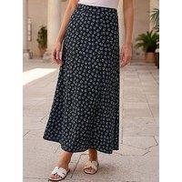 Roman Mini Floral Print Panel A-Line Skirt - Black