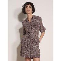 Apricot Womens Textured Spot Tie-Front Shirt Dress - Red