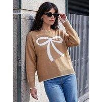 Roman Contrast Stitch Bow Knit Jumper