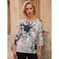 Roman Mono Embellished Floral V-Neck Jumper