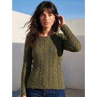 Roman Scallop Trim Cable Knit Jumper