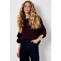 Apricot Aran Stripe Batwing Knit Jumper - Red