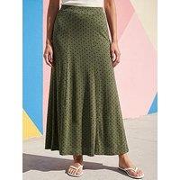 Roman Polka Dot Midi Skirt - Khaki