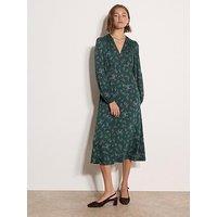Apricot Womens V-Neck Blouson Sleeve Midi Dress - Green
