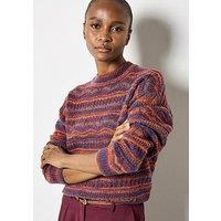 Apricot Womens Space Dye Pointelle Ribbed Jumper - Orange