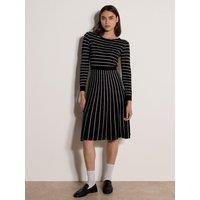 Apricot Womens Dash Stripe Long Sleeve Knitted Dress - Black