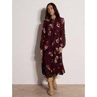 Apricot Womens Camellia Bunches Tie Up Tea Dress - Plum