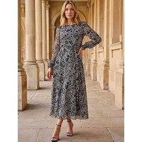 Roman Floral Rose Midi Dress