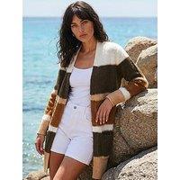 Roman Colour Block Longline Knit Cardigan