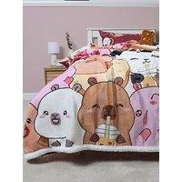 Kids Capyfun Plum Digi Sherpa Backed Blanket
