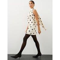 The Very Collection Womens Scarf Drape Polka Dot Mini Shift Dress - Print
