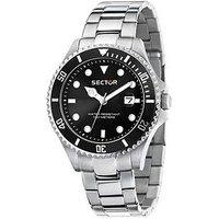 Sector 230 43Mm 3H Black Dial Stainless Steel Bracelet