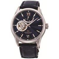 Orient Contemporary Semi Skeleton Blue Dial Blue Leather Strap