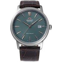 Orient Classic Green Dial Rose Gold Batons Steel Brown Leather Strap