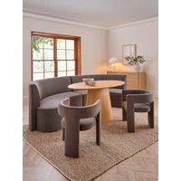 The Very Collection Esme Curved Velvet Dining Booth With Lenny 160Cm Dining Table & 2 Nell Chairs