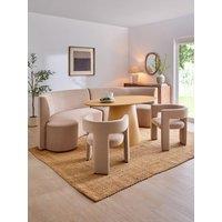 The Very Collection Esme Curved Velvet Dining Booth With Lenny 160Cm Dining Table & 2 Leo Chairs