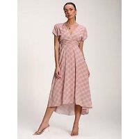 Jolie Moi Check Print Maxi Dress - Light Pink