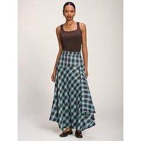 Jolie Moi Asymmetric Check Maxi Skirt - Blue