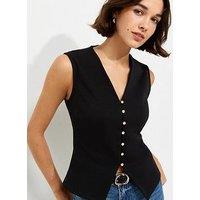 New Look Cotton Rich Ponte V Neck Waistcoat - Black