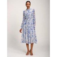 Jolie Moi Chiffon Print Ruffled Shirt Dress - White