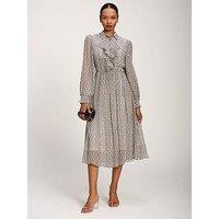 Jolie Moi Chiffon Ruffle Long Sleeve Shirt Dress - White