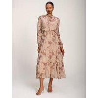 Jolie Moi Chiffon Tie Neckline Midaxi Dress - Brown