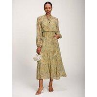 Jolie Moi Chiffon Tie Neckline Midaxi Dress - Green