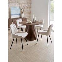 The Very Collection Harlow 110Cm Round Dining Table And 4 Alisha Woven Dining Chairs - Fsc Certified