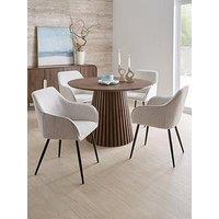 The Very Collection Harlow 110Cm Round Dining Table And 4 Aurelia Boucle Dining Chairs - Fsc Certified