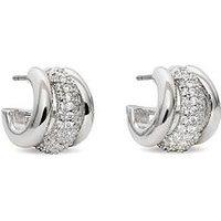 Kate Spade New York Womens Trio Pave Cubic Zirconia Huggie Earrings - Silver