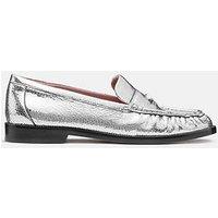 Kate Spade New York Penni Crackled Metallic Leather Loafer - Silver